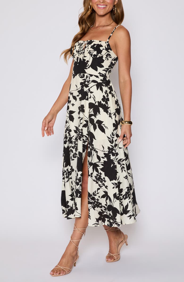 VICI Collection Sabine Fit & Flare Milkmaid Sundress, Alternate, color, Black/ Cream