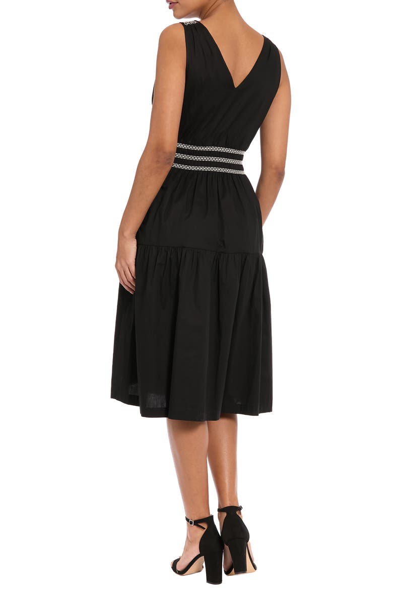 Shirred Stretch Cotton Sundress, Alternate, color, BLACK
