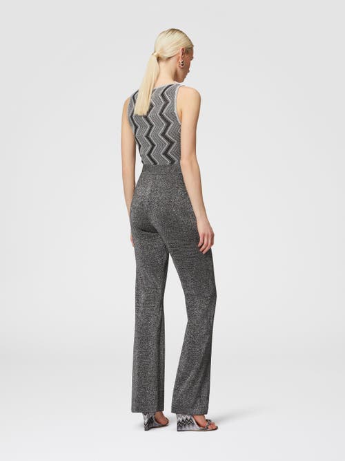 Missoni Flare Trousers In Glitter-effect Viscose In Black & Silver