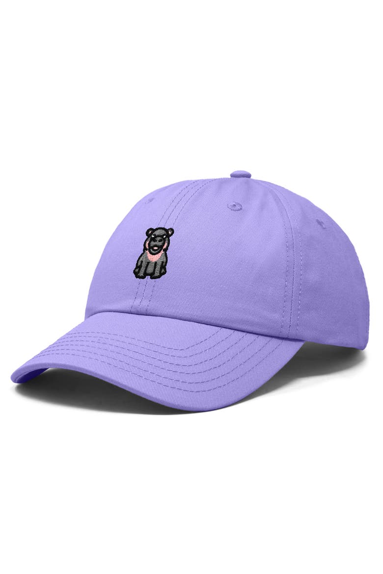 Hippo Embroidered Adjustable Hat, Alternate, color, Lavender