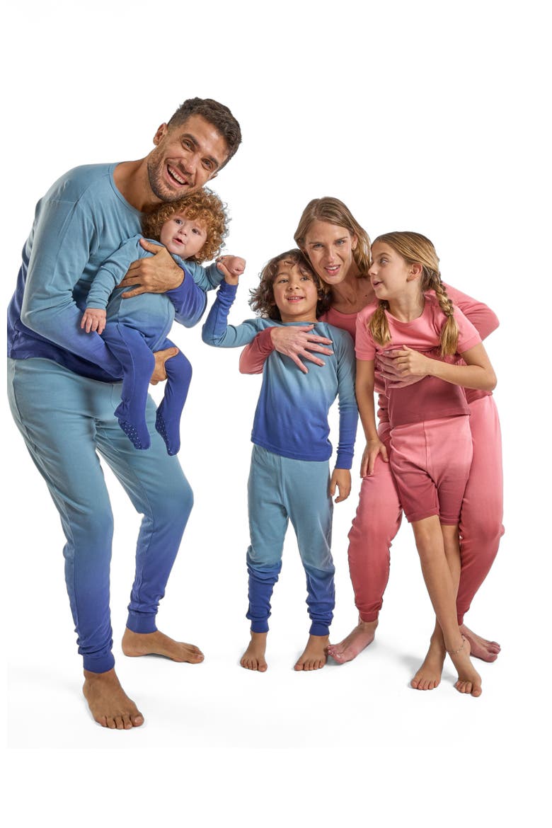 Kids Short Sleeve Cotton Tie Dye Matching Family Pajamas, Alternate, color, Tie Dye Blue