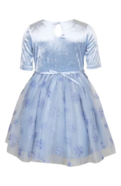 Zunie Kids' Snowflake Velvet Dress In Blue