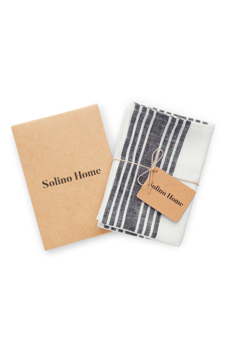 Solino Home Linen Kitchen Towels - Farmhouse, Alternate, color, Black And White