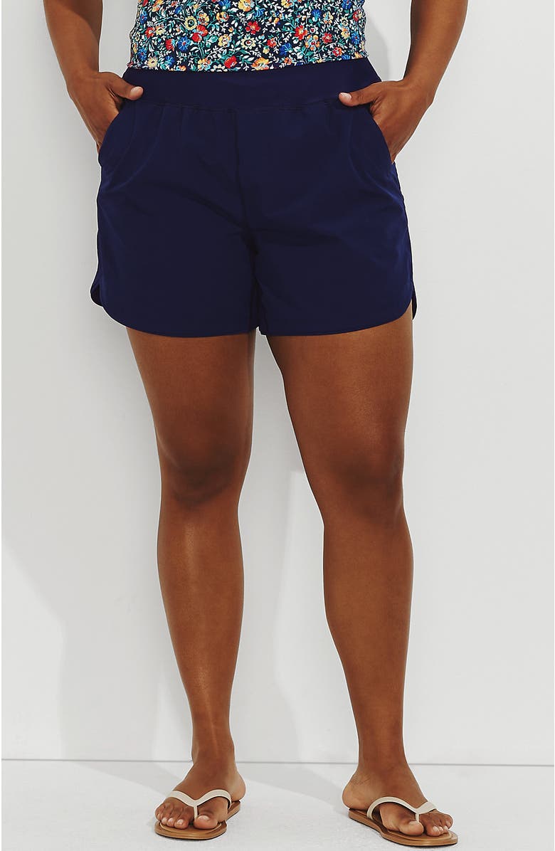 Lands' End SunShade UPF 50 5" Board Shorts, Main, color, Deep Sea Navy