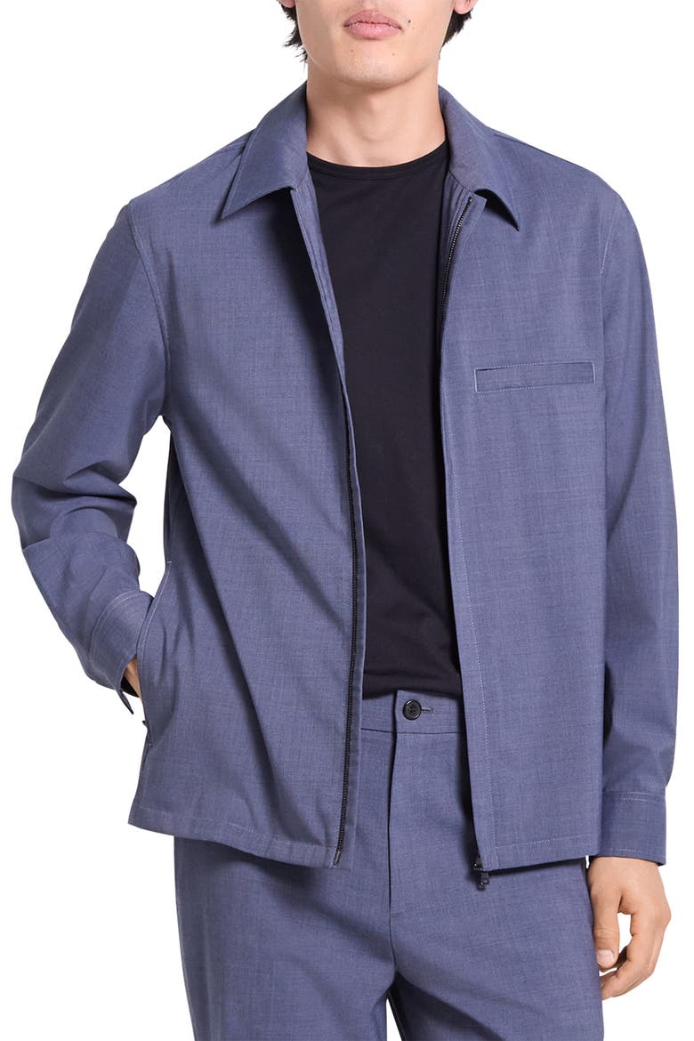 Wool Blend Zip Overshirt, Main, color, DUSK BLUE MELANGE - 2UD