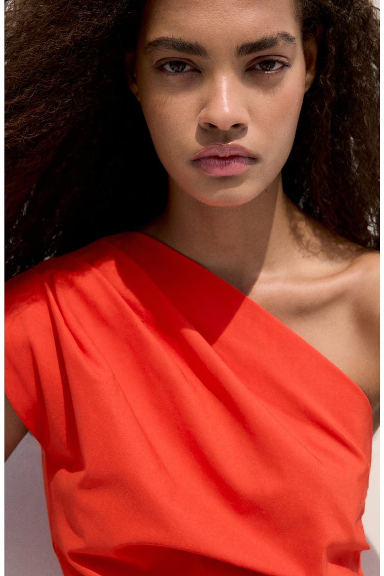 Knoty Pleated One Shoulder Minidress, Alternate, color, ORANGE