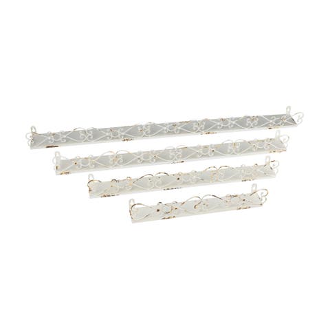 Farmhouse Decorative Iron Ledges, Distressed Cream, Set of 4 Sizes