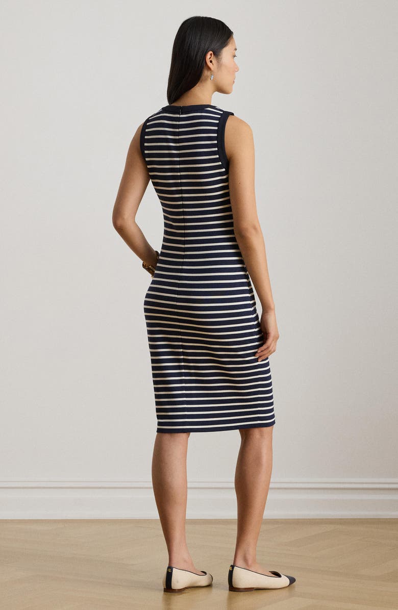 Lauren Ralph Lauren Stripe Ponte Crewneck Dress, Alternate, color, Refined Blue/ Cream