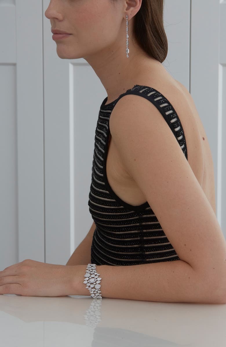 Sara Weinstock Taj Baguette Diamond Linear Drop Earrings, Alternate, color, 18K White Gold