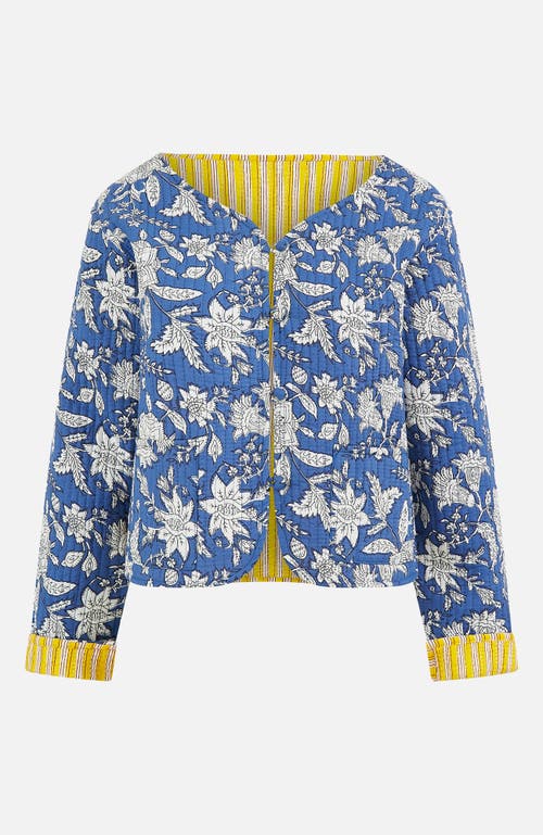 Yumi Floral Reversible Cotton Quilted Jacket In Multi
