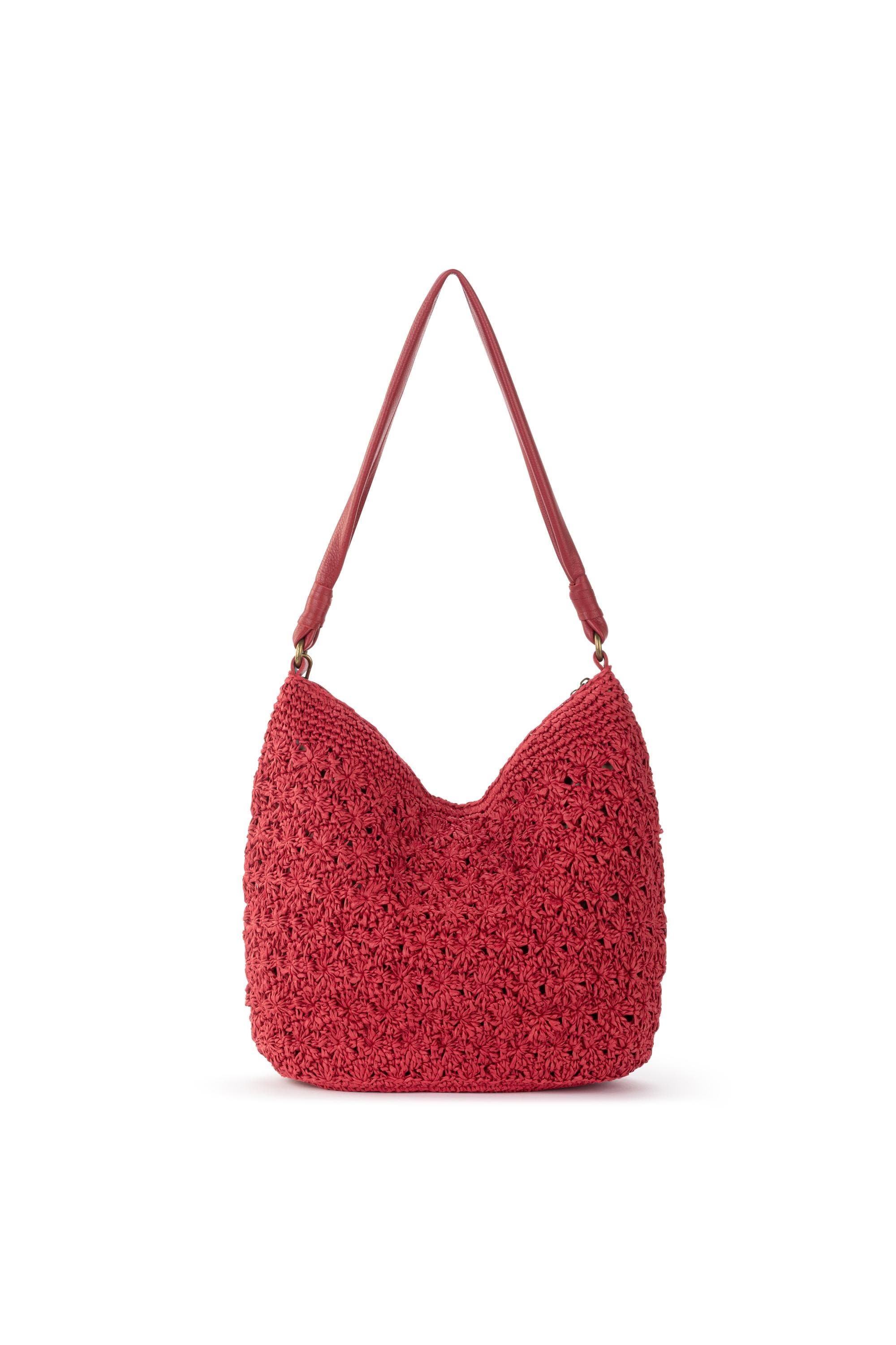 Sequoia Hobo Leather Bag, Alternate, color, Scarlet Primrose Straw