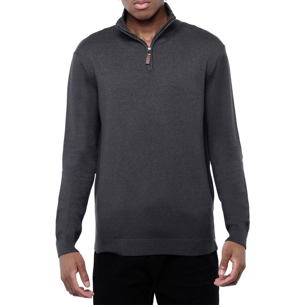 Spring + Mercer Mock Neck Quarter Zip Sweater In Heather Charcoal
