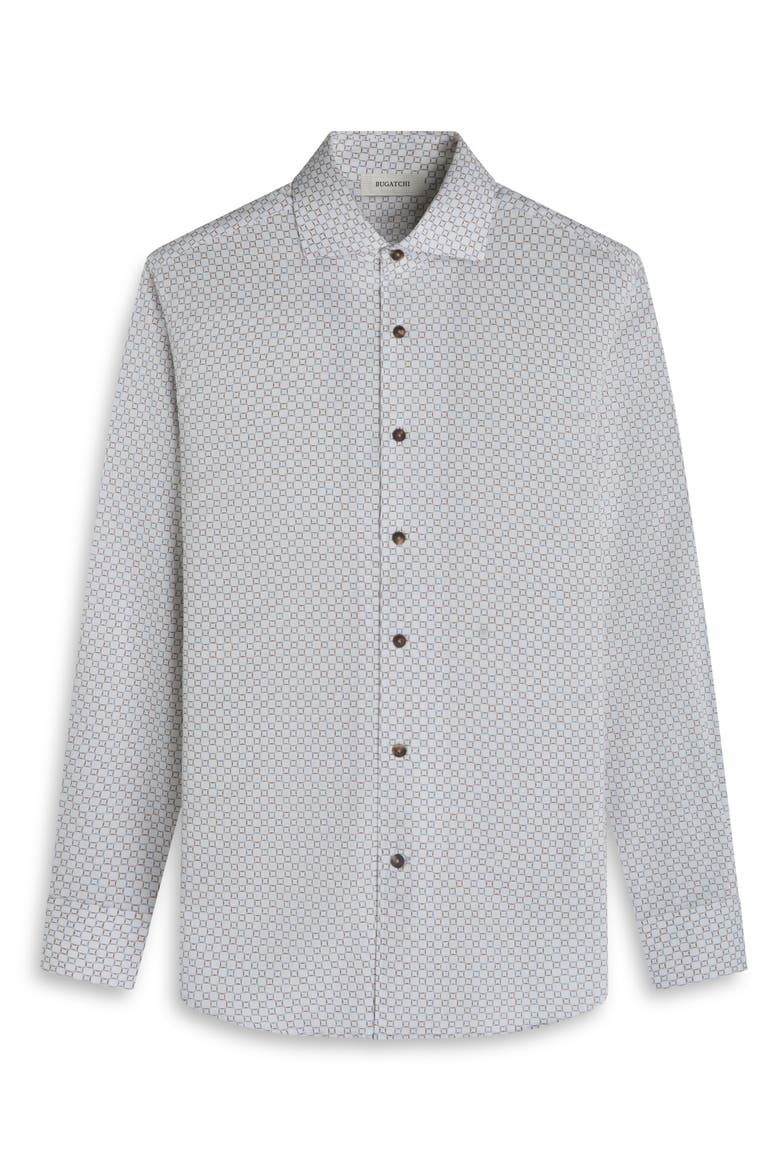 Alvin Shaped Fit Geo Print Button-Up Shirt, Alternate, color, CHALK