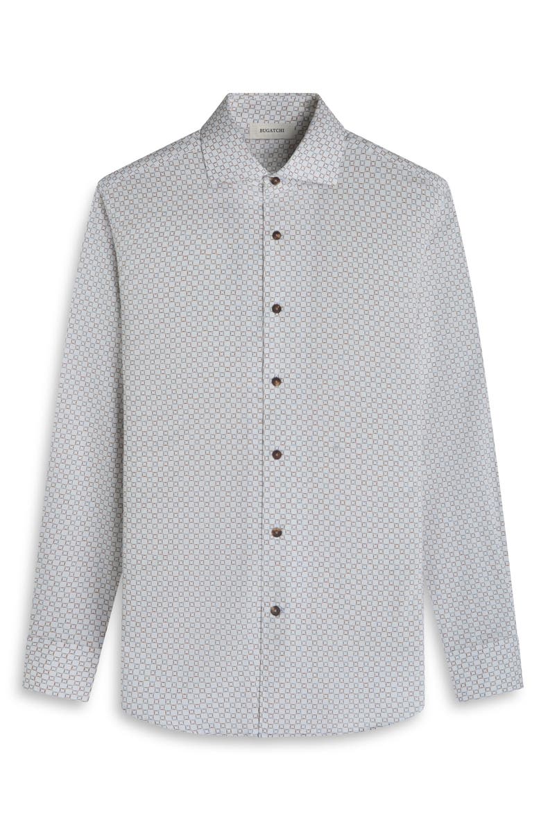 Bugatchi Alvin Shaped Fit Geo Print Button-Up Shirt, Alternate, color, Chalk