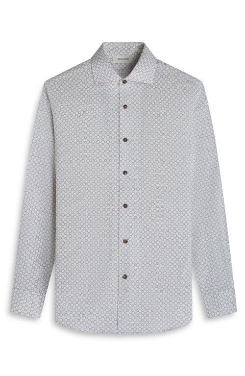 Bugatchi Alvin Shaped Fit Geo Print Button-up Shirt In Gray