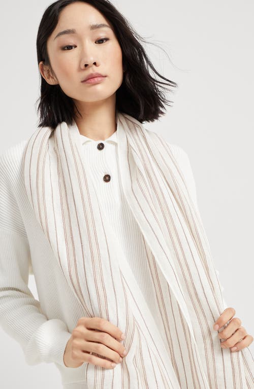 Brunello Cucinelli Striped Scarf In Beige