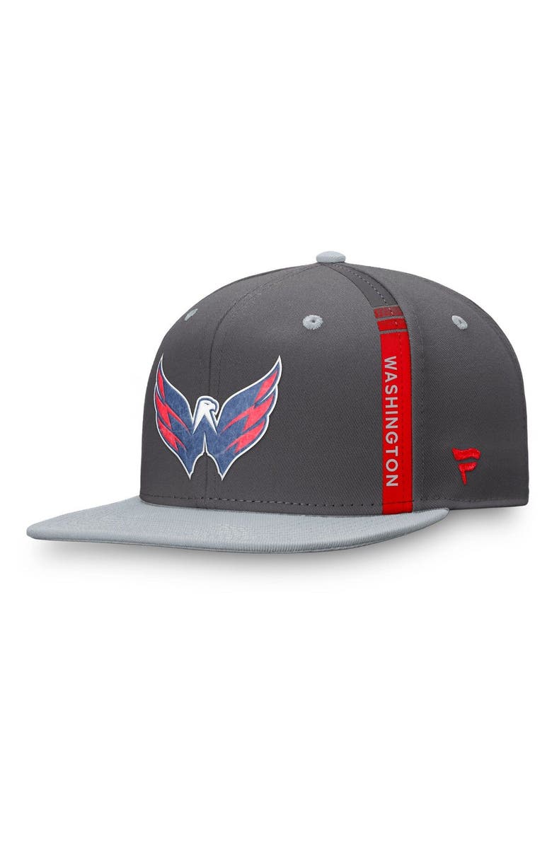 FANATICS Men's Fanatics Branded Charcoal Washington Capitals Authentic Pro Home Ice Snapback Hat, Main, color, 