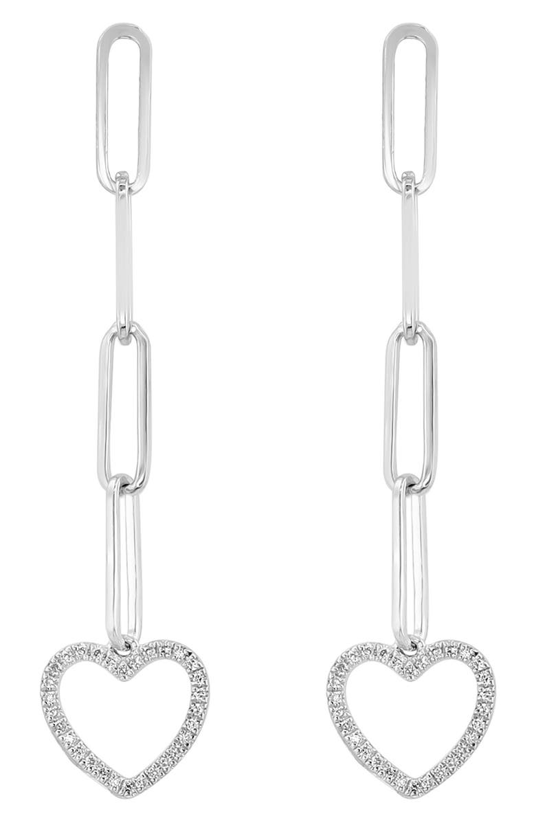 EFFY Sterling Silver Diamond Open Heart Drop Earrings - 0.17 ctw., Alternate, color, White