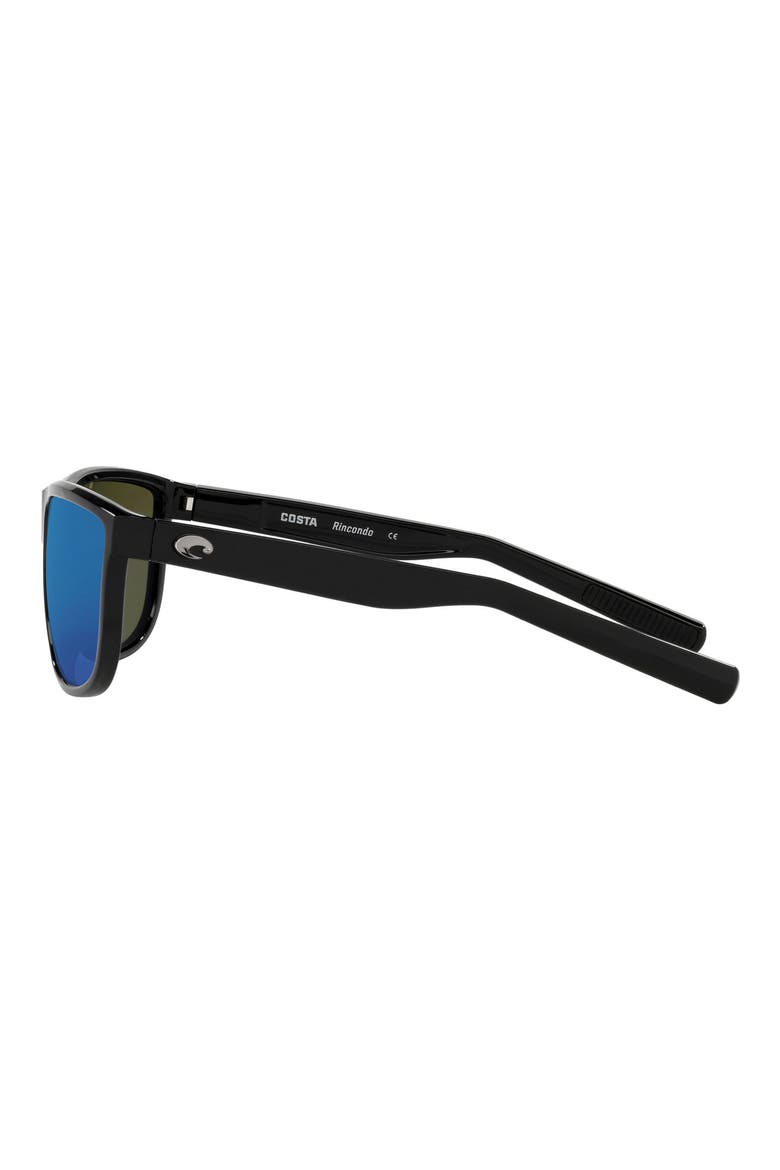 61mm Polarized Square Sunglasses, Alternate, color, SHINY BLACK/ BLUE MIRRORED