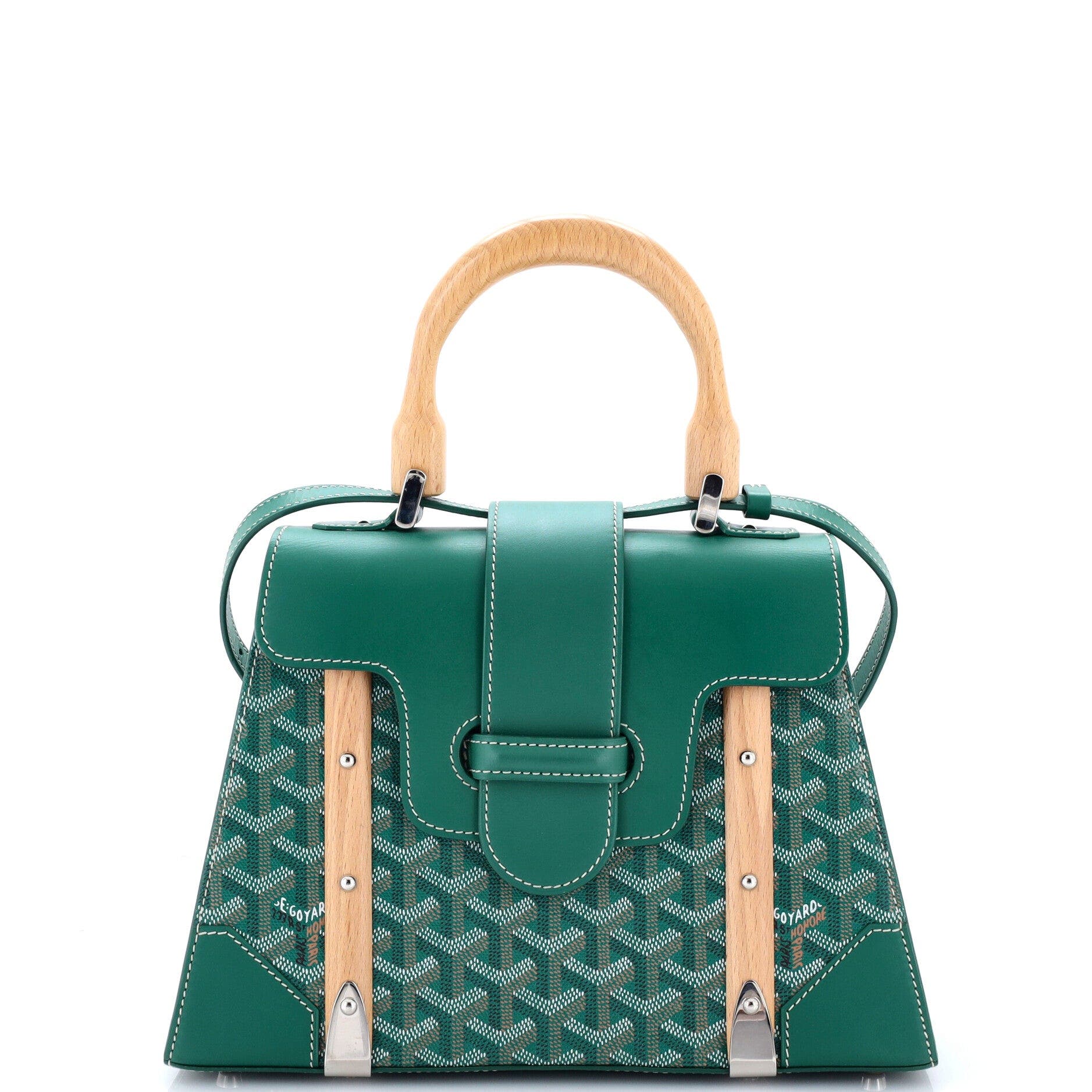 Saigon Top Handle Bag Coated Canvas with Leather PM, Main, color, Green