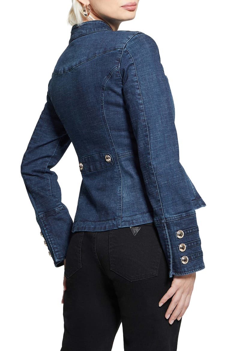 Clash Marching Denim Jacket, Alternate, color, BLUE