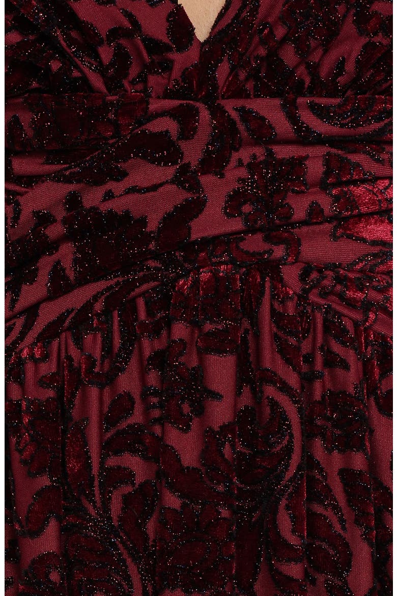 Harmony Beaded Cutout Maxi Dress, Alternate, color, BURGUNDY METALLIC FLORAL
