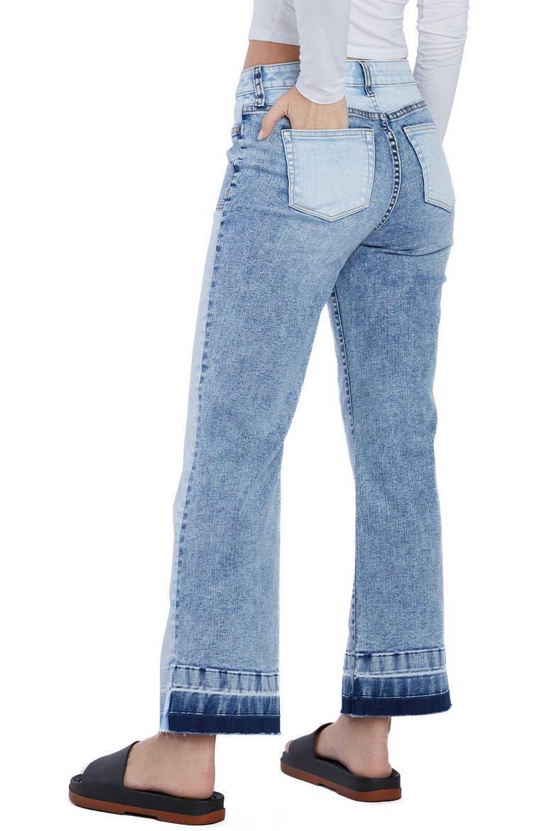 Pieced Release Hem Ankle Straight Leg Jeans, Alternate, color, INNOVATIVE BLUE