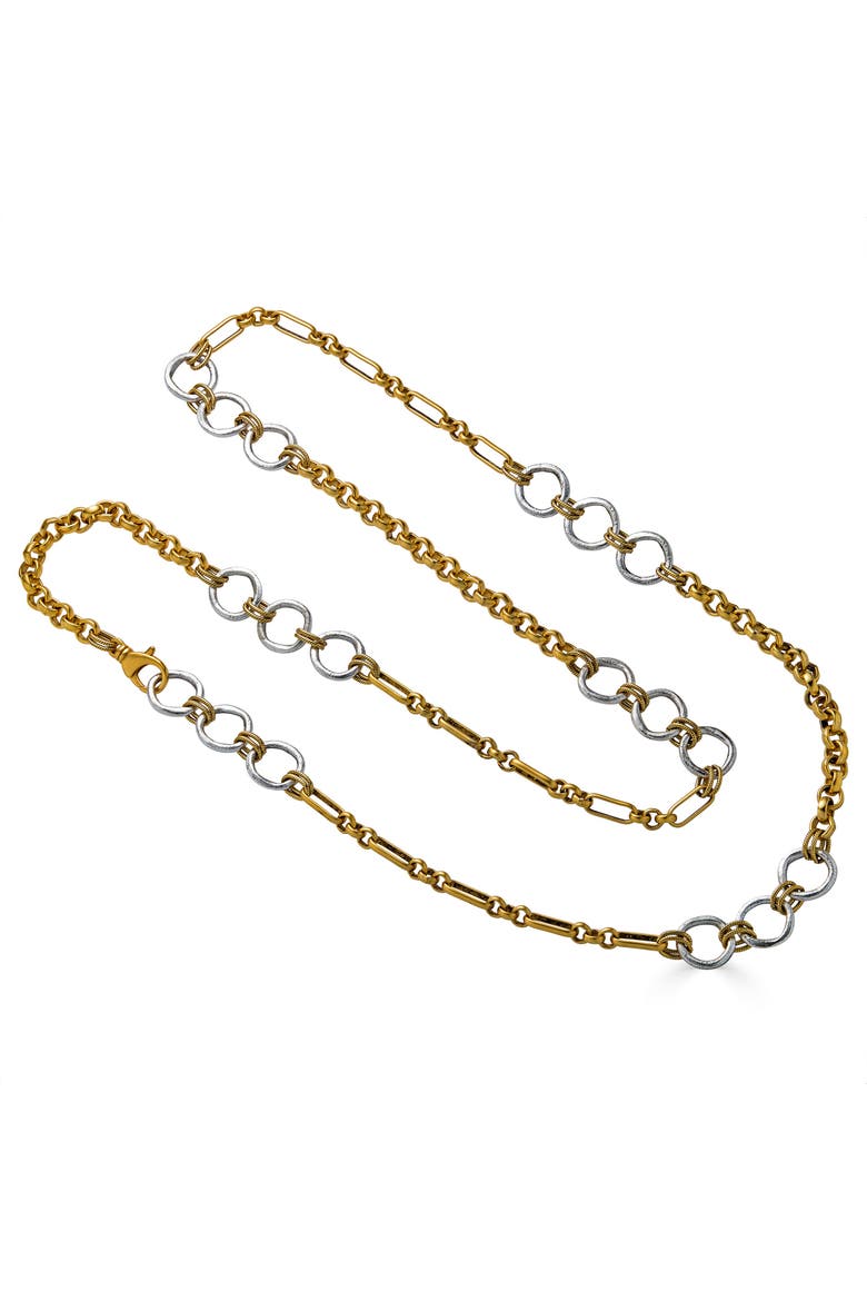 Mixed Metal Long Circle Necklace, Main, color, Gold