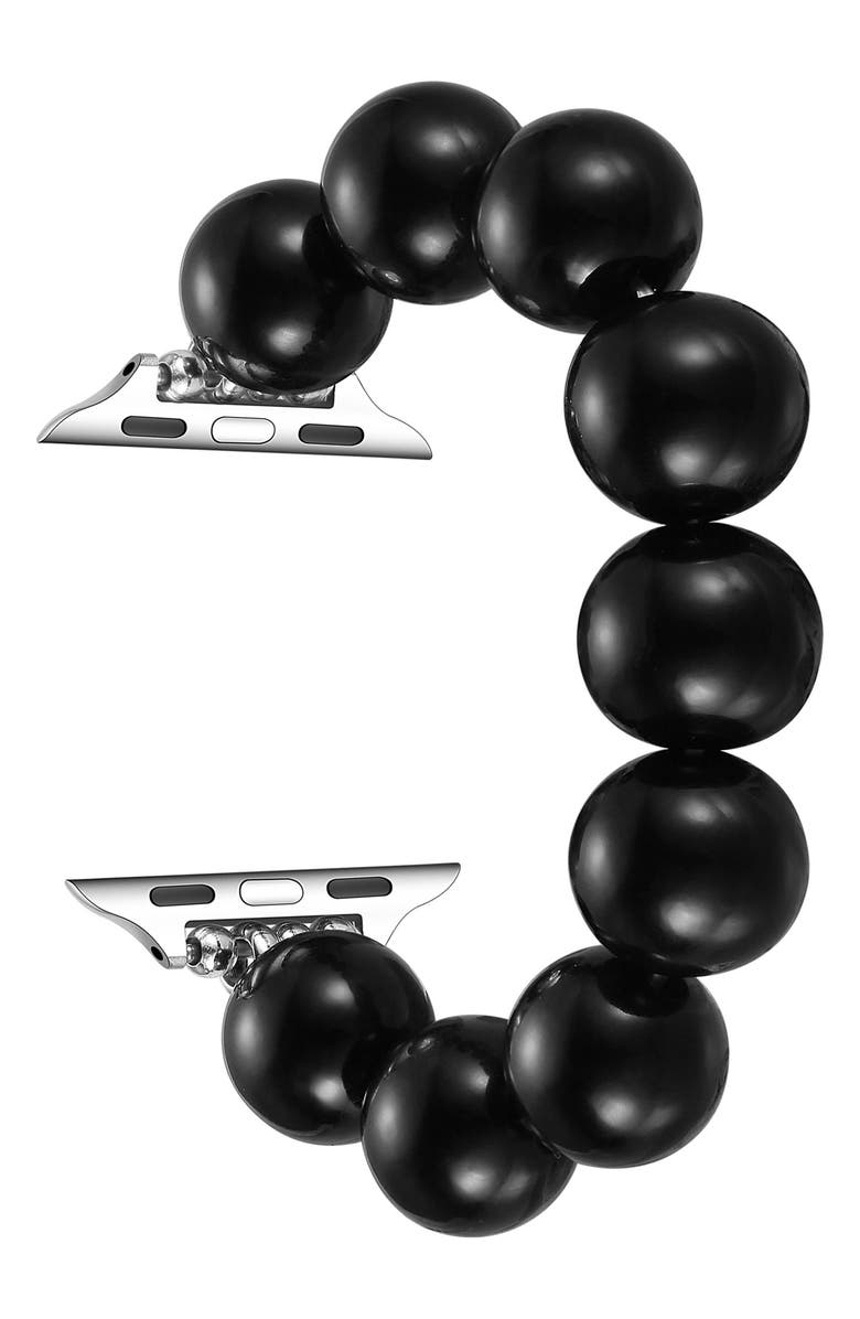 The Posh Tech Violet Imitation Pearl Apple Watch<sup>®</sup> Bracelet Watchband, Alternate, color, Black