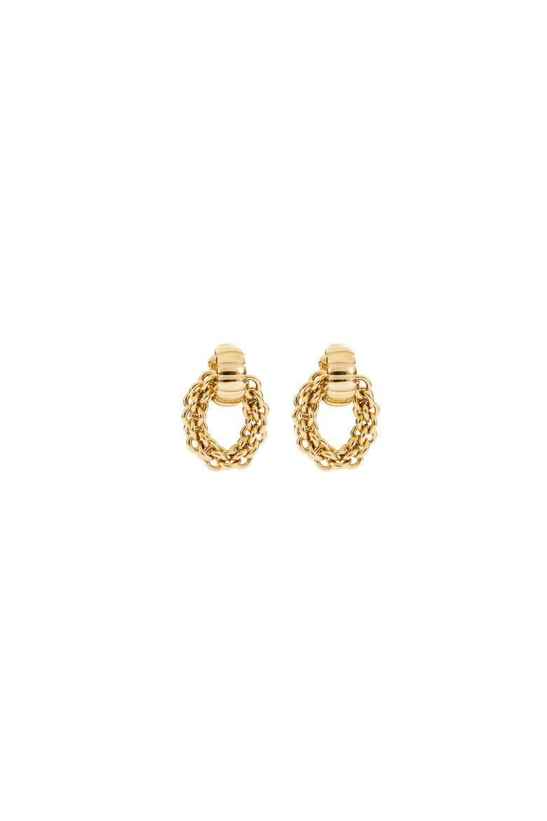 Structure Hoop Earrings with Chain Pendant, Main, color, White-Gold