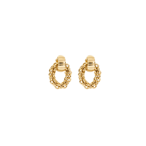 Structure Hoop Earrings with Chain Pendant