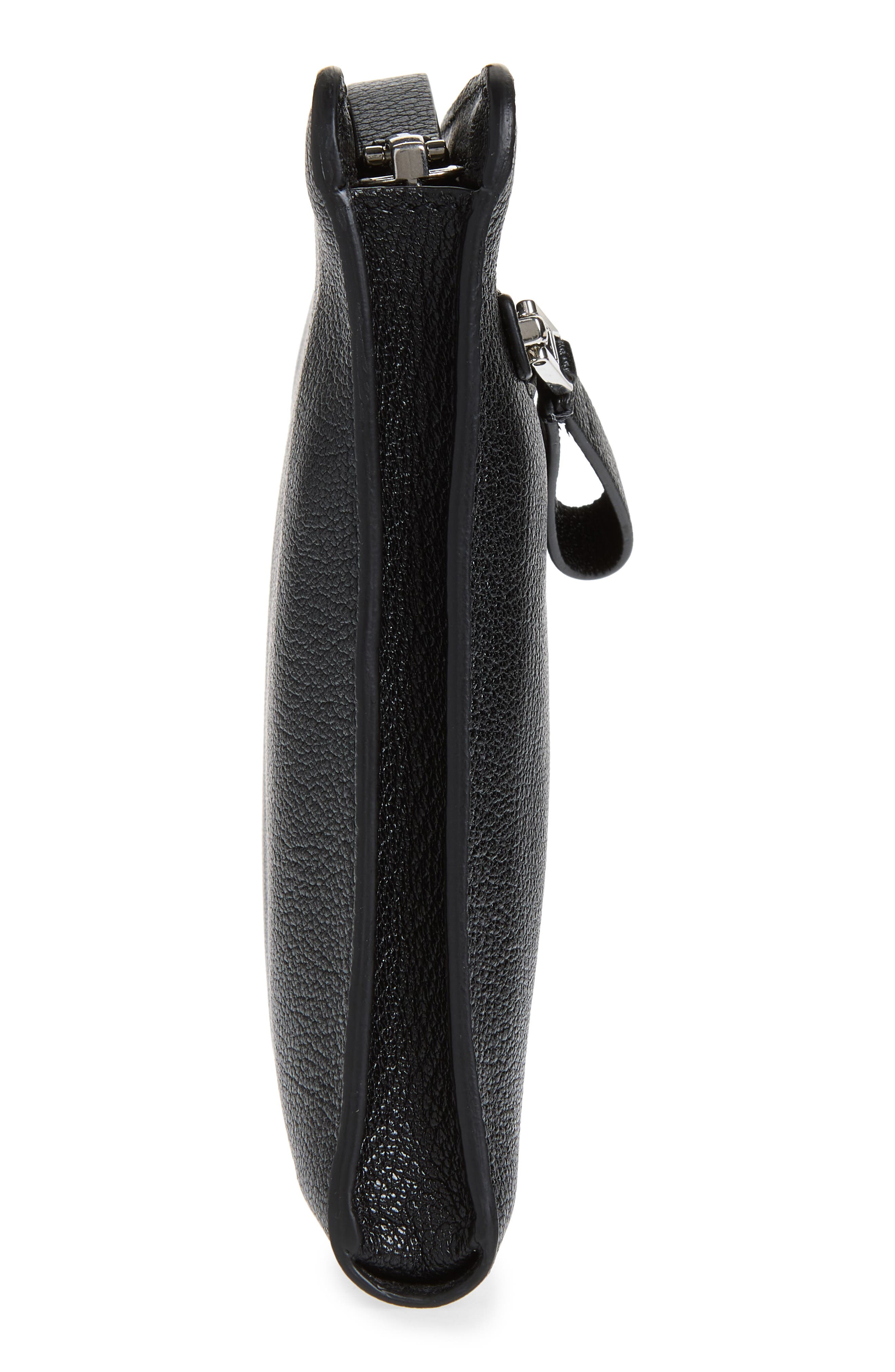 Victor Shiny Grain Leather Portfolio, Alternate, color, BLACK