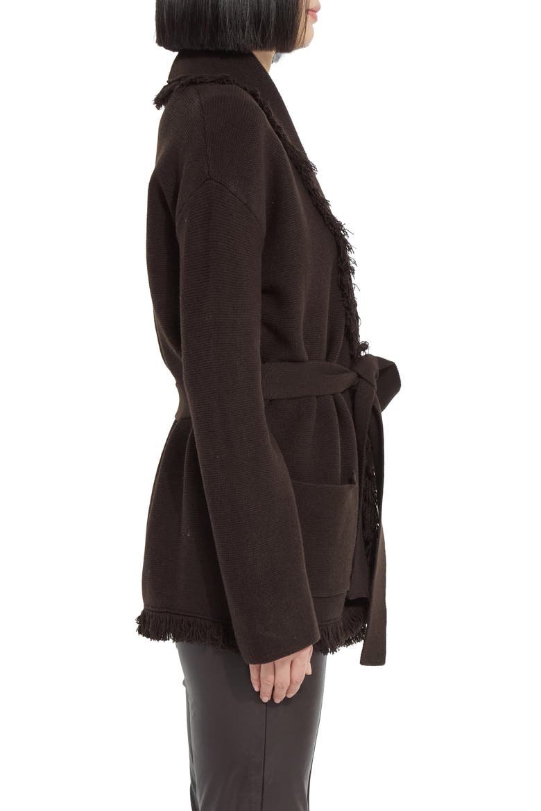 Dixie Fringe Belted Cardigan, Alternate, color, DOUBLE ESPRESSO