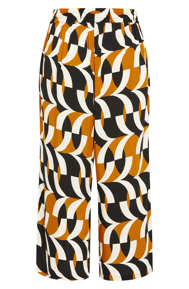 City Chic Nova Print Drawstring Ankle Wide Leg Pants, Alternate, color, Black Print