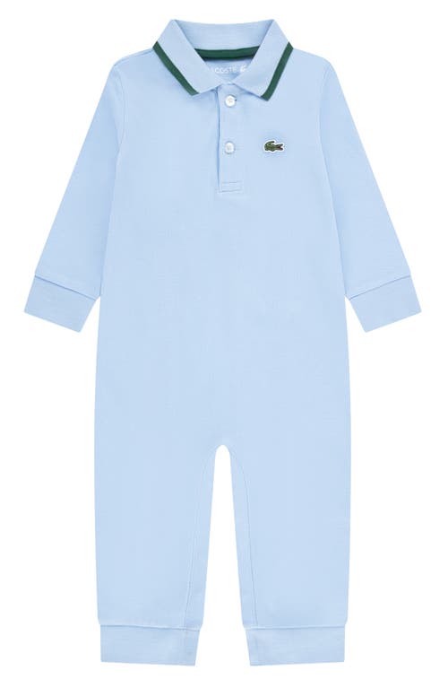 Lacoste Polo Collar Stretch Cotton Piqué Romper In Blue