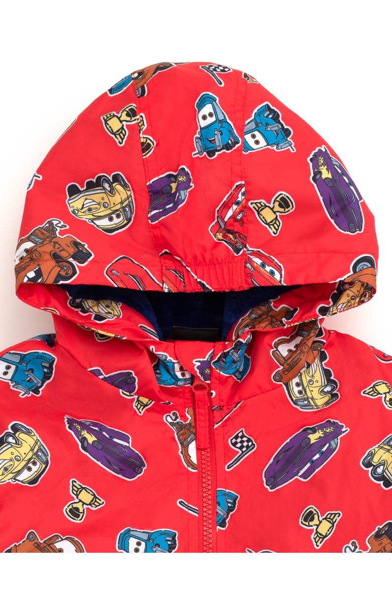 Disney Cars Fleece Hooded Rain Jacket, Alternate, color, Lightning Mcqueen Red