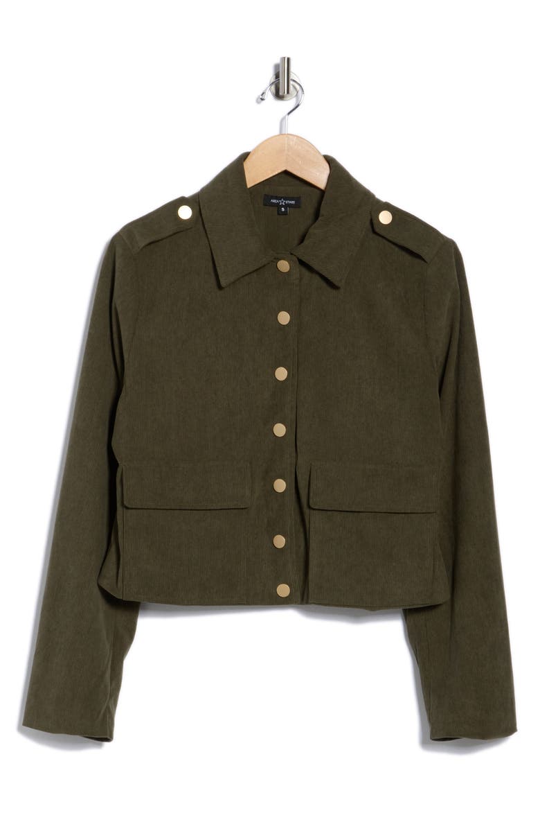 AREA STARS Adra Corduroy Crop Shirt Jacket, Alternate, color, Olive