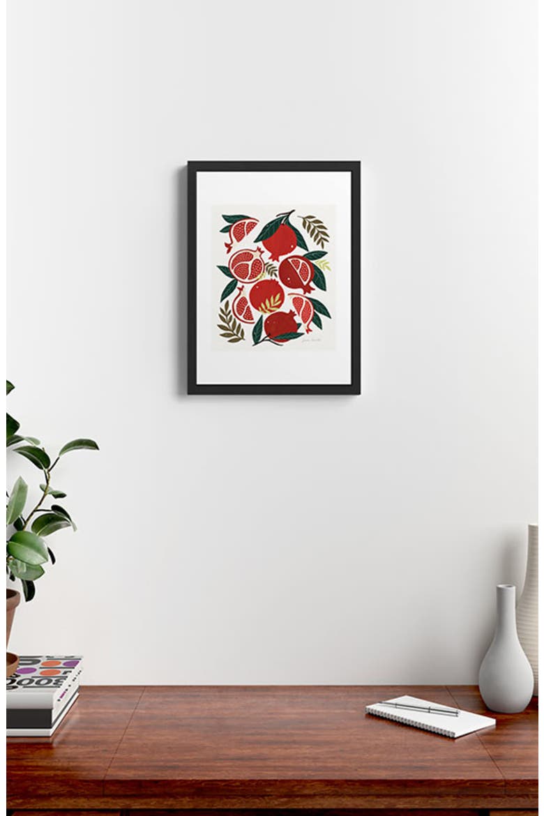 Pomegranates Pattern Framed Art Print, Alternate, color, GREEN