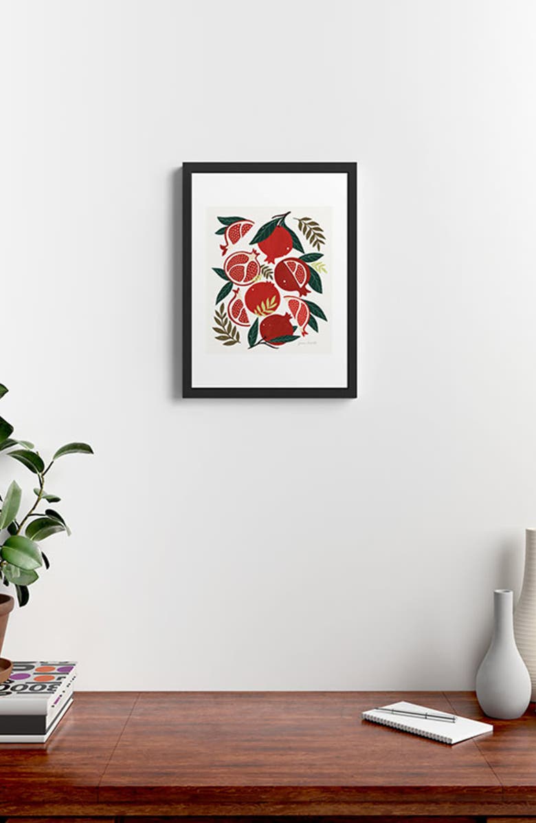 Deny Designs Pomegranates Pattern Framed Art Print, Alternate, color, Green