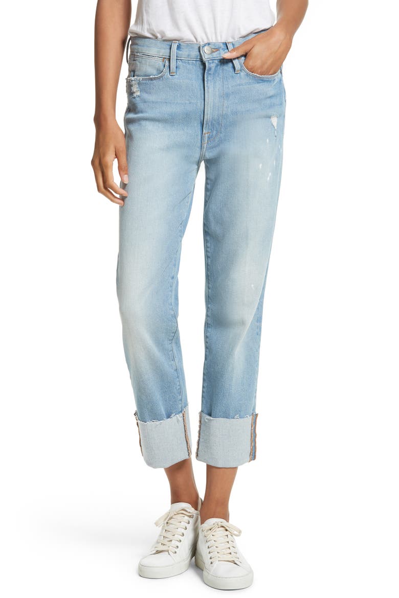 Le High Straight Leg Cuffed Jeans, Main, color, BERKSHIRE