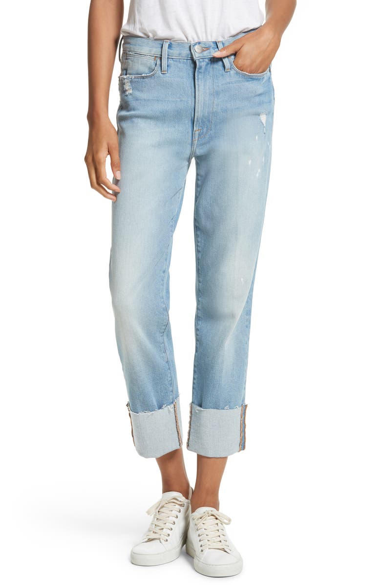 FRAME Le High Straight Leg Cuffed Jeans, Main, color, 