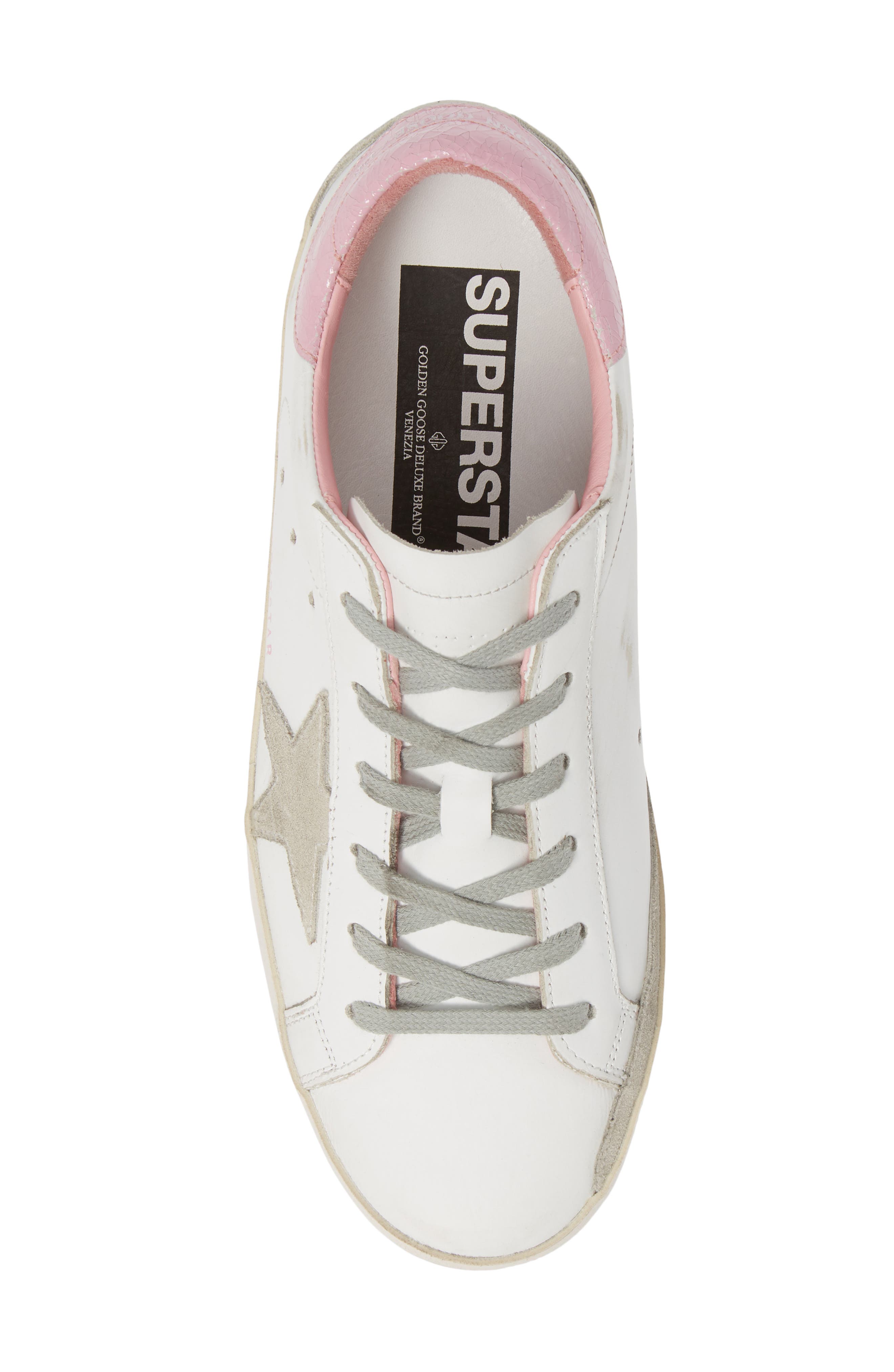 Superstar Low Top Sneaker, Alternate, color, WHITE/ PINK