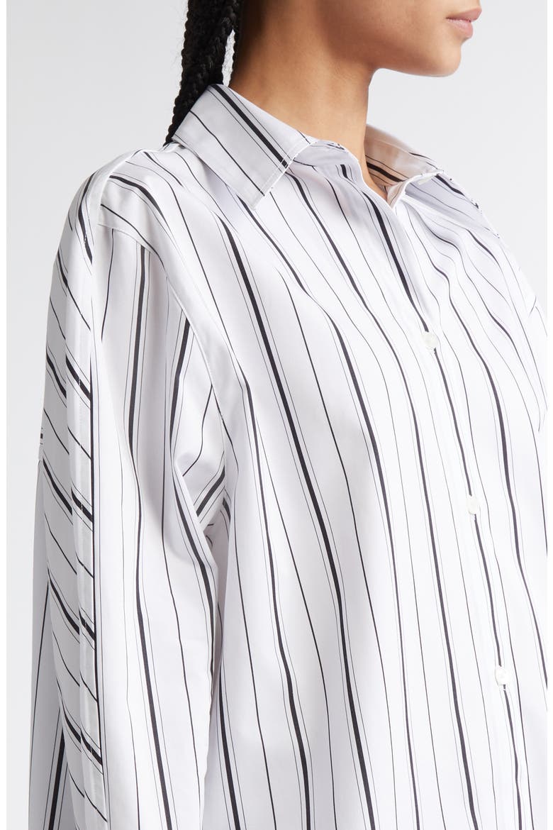 Oversize Stripe Organic Cotton Poplin Button-Up Shirt, Alternate, color, WHITE/ BLACK