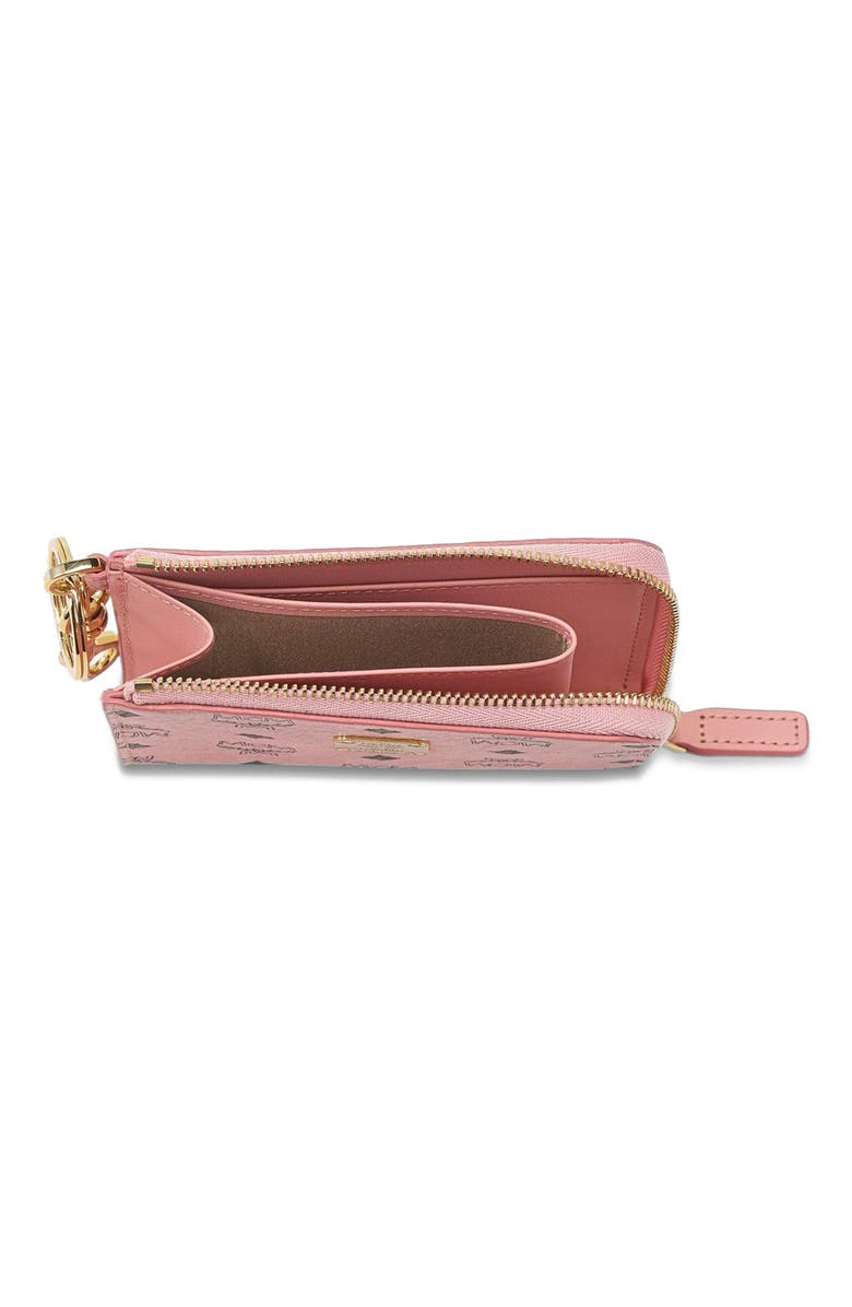MCM Aren Card Pouch in Visetos, Alternate, color, Soft Pink
