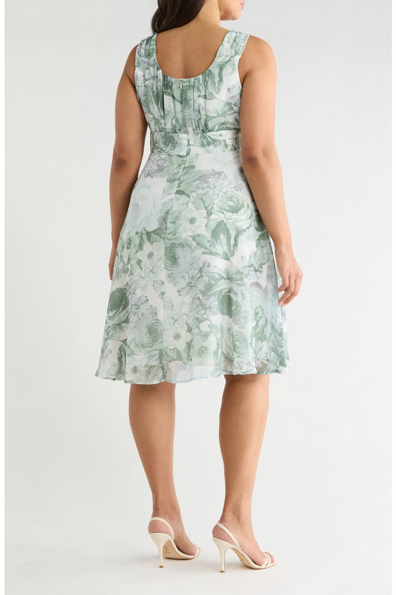 Ruched Chiffon Midi Dress, Alternate, color, WHITE/ SAGE