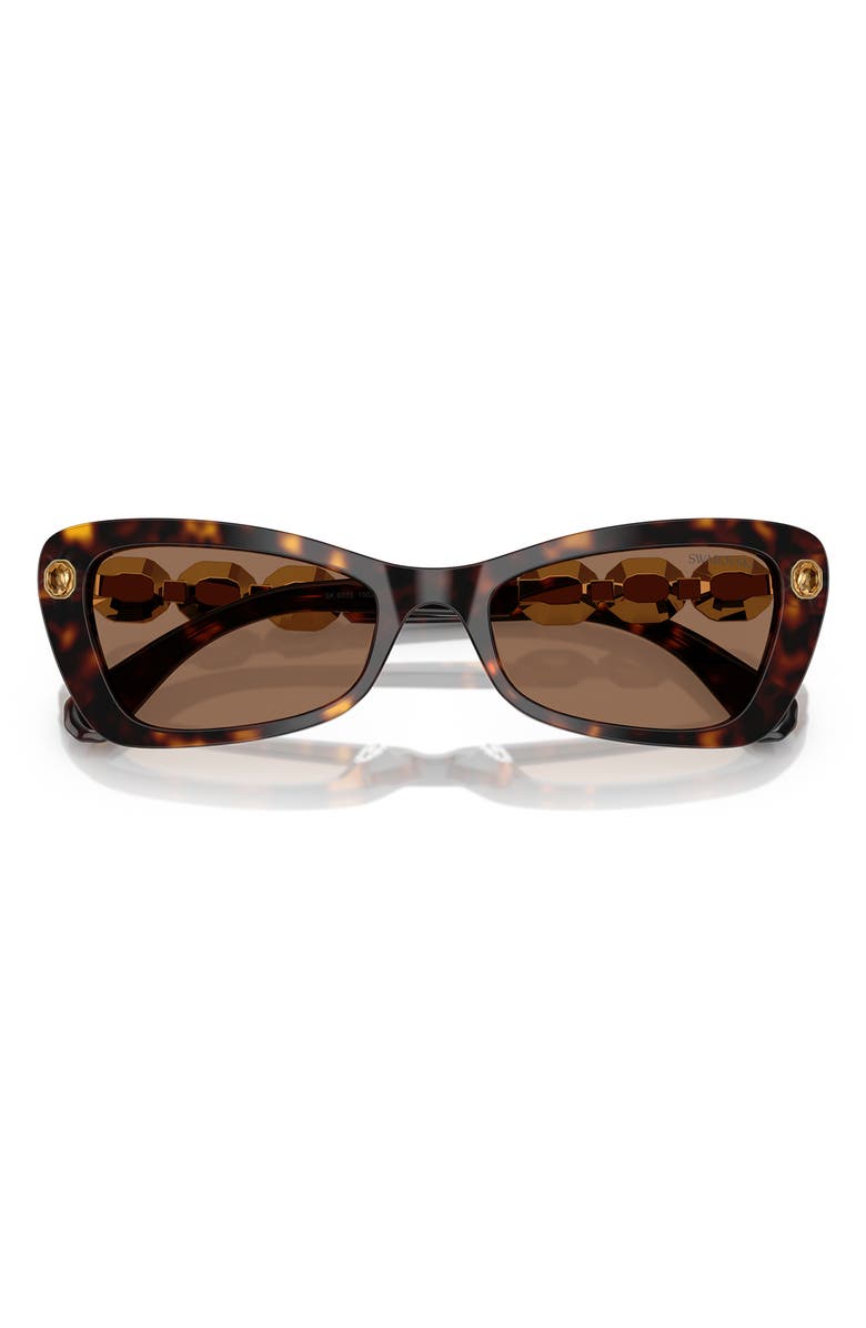 Swarovski 54mm Irregular Sunglasses, Alternate, color, Havana