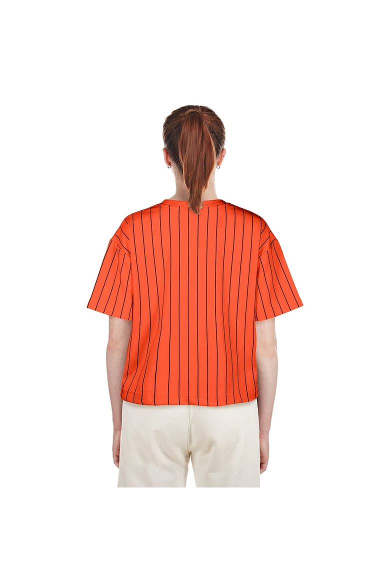 Women's New Era  Orange San Francisco Giants 2025 City Connect Boxy Pinstripe T-Shirt, Alternate, color, Orange