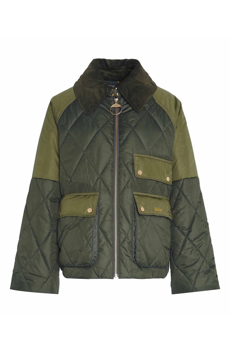 Barbour Milby Colorblock Quilted Jacket, Alternate, color, Olive/ Ancient