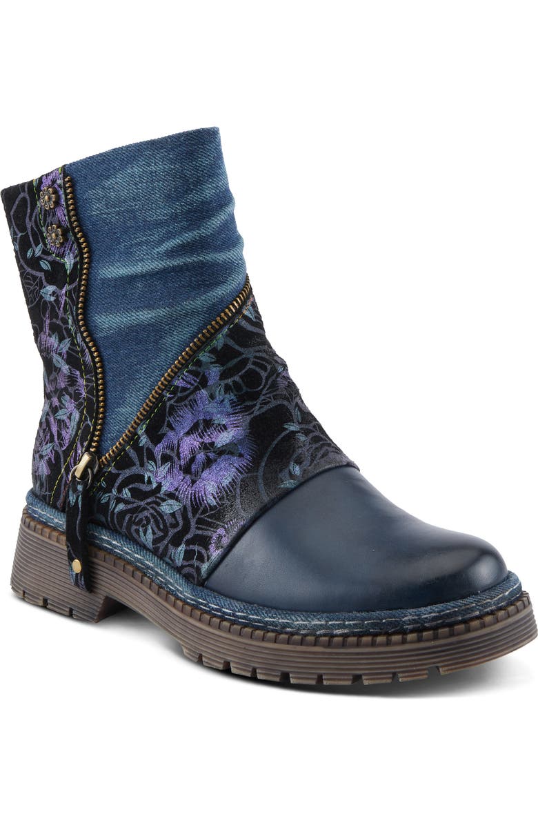 L'Artiste by Spring Step Avrilrose Platform Bootie, Main, color, Navy Multi