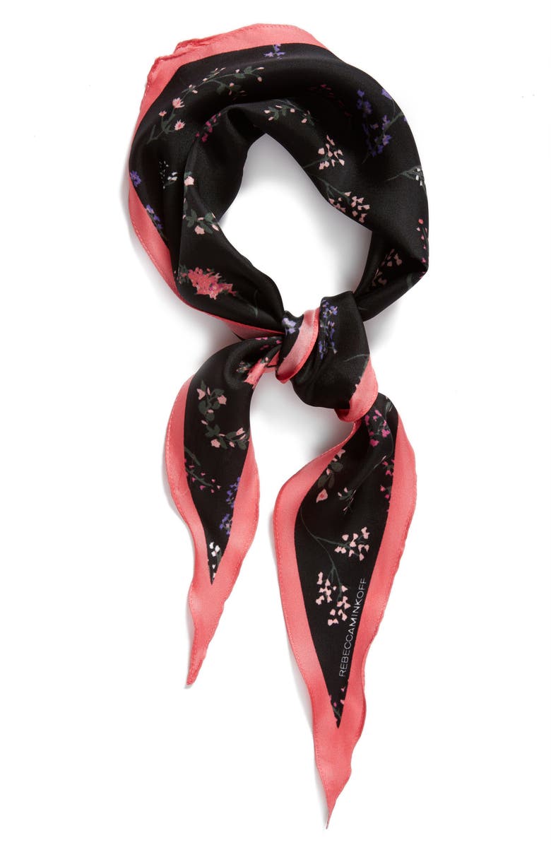 Rebecca Minkoff Pressed Flowers Diamond Silk Scarf, Alternate, color, 